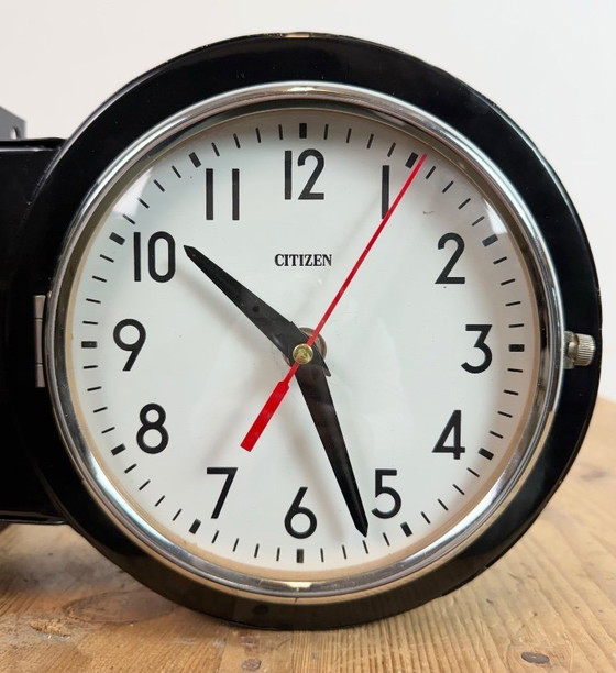 Image 1 of Vintage zwarte Citizen dubbelzijdige scheepswandklok, jaren 80