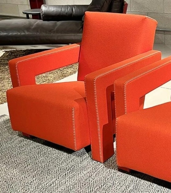 Image 1 of CASSINA  SET di 2 Poltrone637 Utrecht (NUOVE MAI USATE) in Lana KVDRAT Rossa 13L