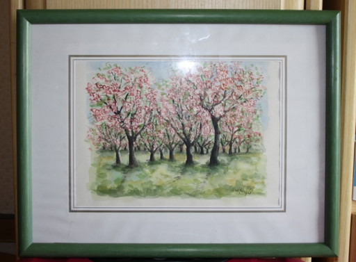 Aquarel "Landschap" - beperkte oplage 4/96 - op papier