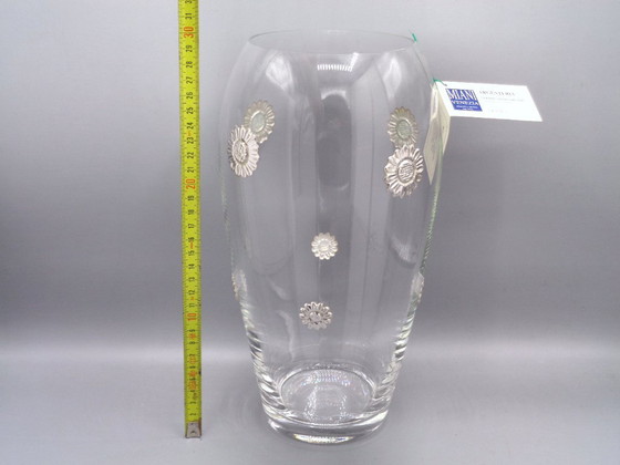 Image 1 of 30cm-high glass vase with 925 silver sunflowers
