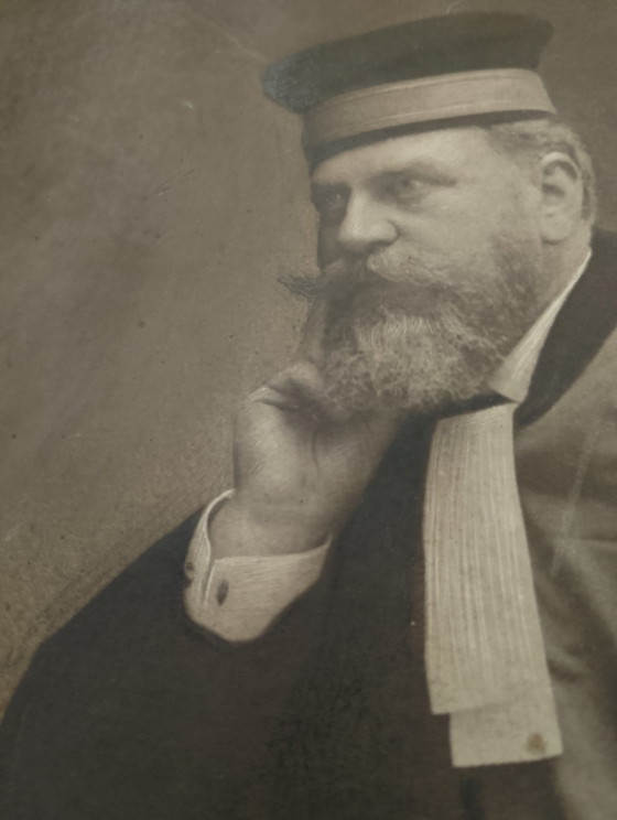 Image 1 of Photographie ancienne Léon bourgeois signé Geo Brunel rehaussé mine a plomb 1919