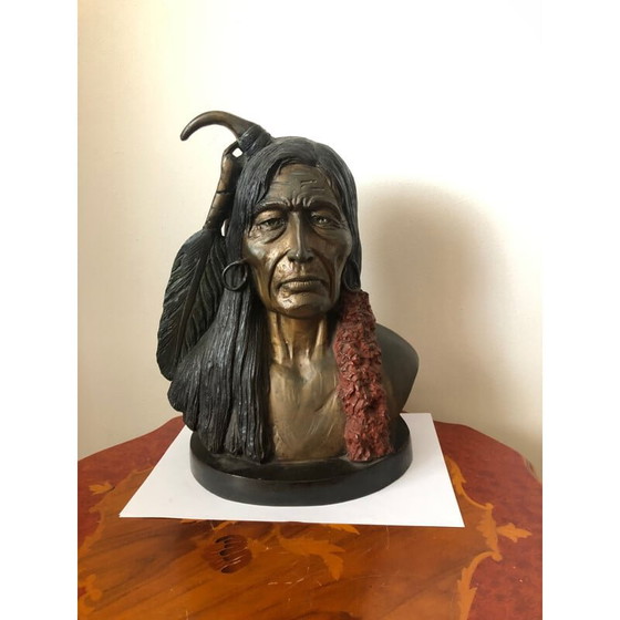 Image 1 of Vintage sculpture of a Native American face