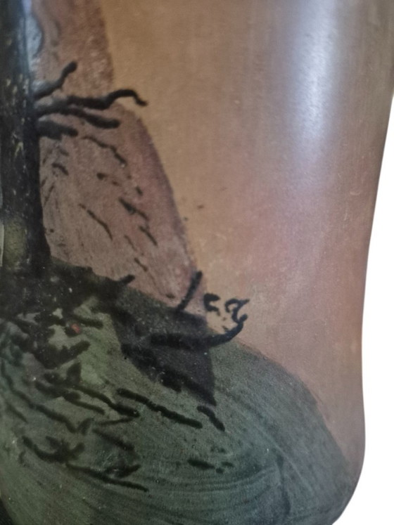 Glass Vase with Landscape Decor, legras, Green, Art Nouveau (photo 12 of 13)