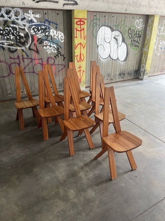 Image 1 of 10x sedie vintage S45 in olmo massiccio di Pierre Chapo