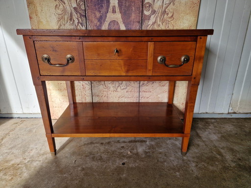 Klassiek Frans tv-meubel, sidetable, wandtafel, laptoptafel, met klepdeurtje afm. 87x48cm en 72cm hoog.