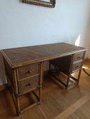 Grand Bureau Rotin et Cannage Style Maugrion 1970