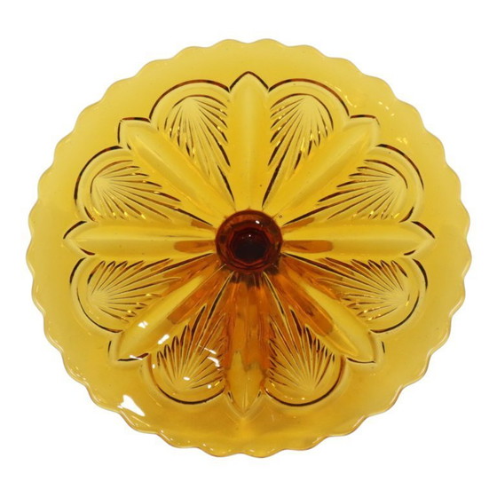 Image 1 of Plato pequeño para pasteles Art Déco color ámbar, 27 cm.