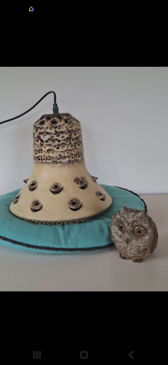 Image 1 of Vintage Swedish Boho hippie lamp with owl