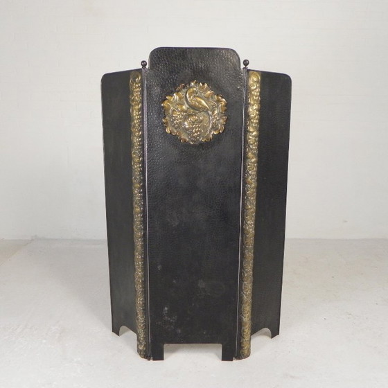 Image 1 of Stalen Art Deco kamerscherm met messing details, jaren 30