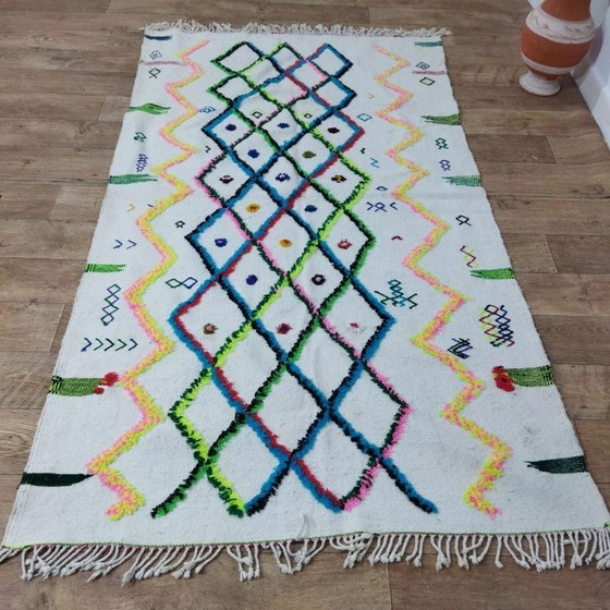 Image 1 of Traditioneel Azilal Berber-kleed – 100% natuurlijke wol, handgeweven (222 × 128 cm)