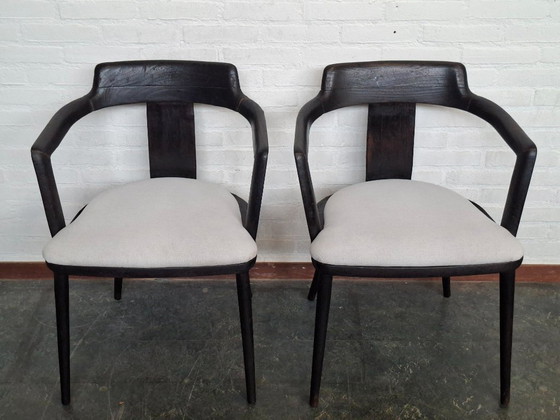 2x Porada Designstühle – Sessel, Holz, Baumwolle (photo 2 of 11)