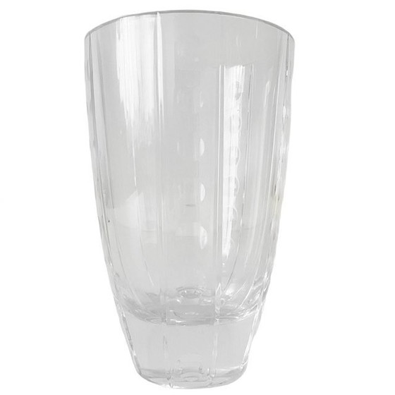 Image 1 of Vaso vintage J.G. Durand Cristal D'Arques in cristallo trasparente con motivo punteggiato a taglio verticale, anni '80