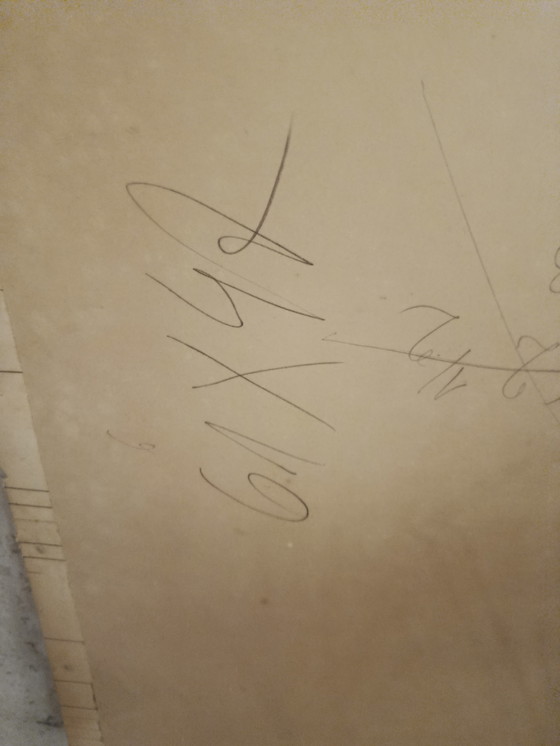 Image 1 of UNIQUE! XL charcoal drawing, antique, circa 1900, portrait of a girl with a fruit basket