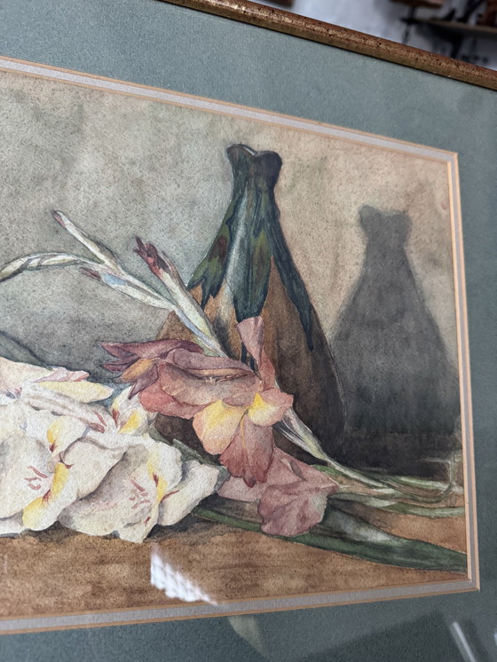 Image 1 of Natura morta ad acquerello di fiori antichi