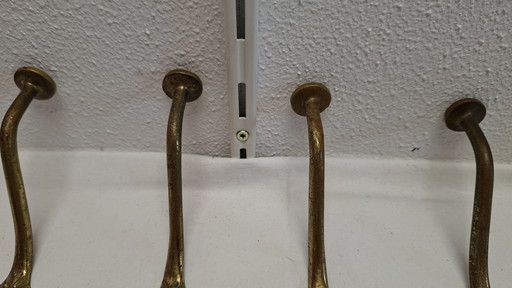 Set mit 4 Messing-Garderobenhaken mit Löwenkopf und je 2 Haken