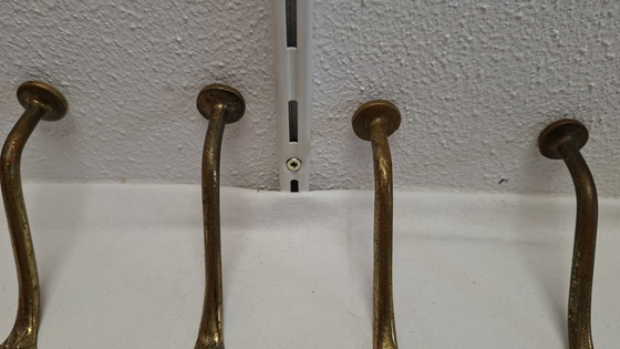 Image 1 of Set mit 4 Messing-Garderobenhaken mit Löwenkopf und je 2 Haken