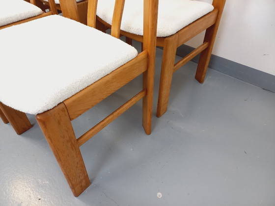 Image 1 of Set of 6 vintage chairs in elm wood and bouclé fabric from the 70s and 80s