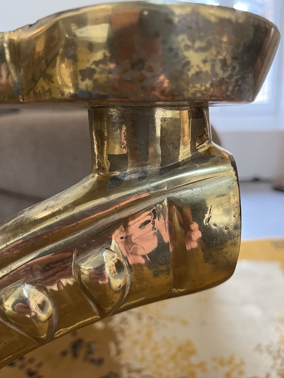 Image 1 of 70s side table in brass and glass