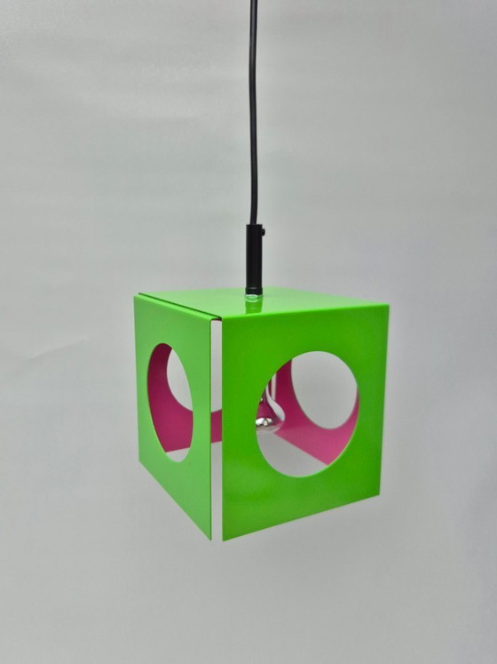 Image 1 of Cubos de la era espacial: lámpara de mesa y lámpara colgante - década de 1980