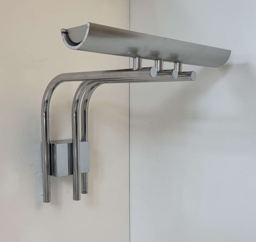 Lámpara de pared vintage 20581, metal cromado, de Verre Lumière Studio France 1978