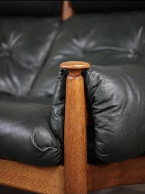 Image 1 of Vintage 1960s Eric Merthen Swedish design sofa in dark green