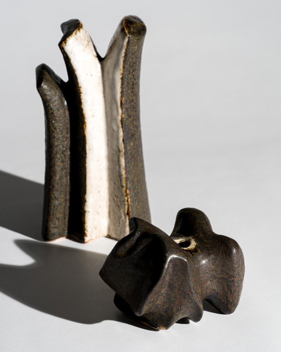 Image 1 of Ingeborg Zenker & Gerburg Karthausen Studio Ceramic Trio – Sculptural Vessels Organic Form Objects, Germany, 1970s-1980s