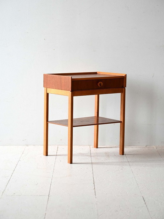 Image 1 of 1960s Scandinavian Teak and Oak Nightstand