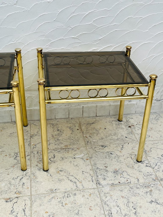 Pair of Belgo Chrome Side tables, Belgochrom, Brass, Gold (photo 3 of 14)