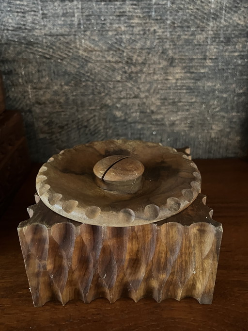 Scatola di legno brutalista vintage anni '70