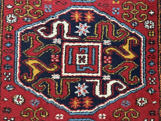 Image 1 of Chemin de table Kazak vintage noué à la main – 414 × 98 cm – années 1970