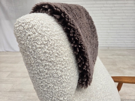 Anni '70, design scandinavo, sedia a dondolo con schienale alto, rivestita. – Sedie a dondolo, Tessile (photo 23 of 24)