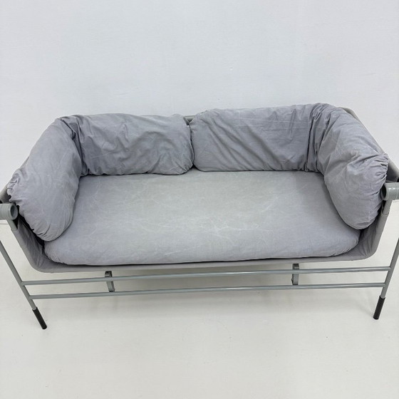 Grey 2 seaters with metal frame Bruno Rota for Esse, 1986 Italy, Textile, Modern (photo 7 of 15)