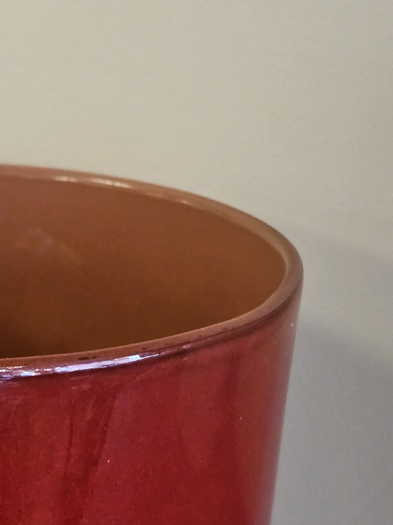 Image 1 of Large Vintage Red Flowerpot Red