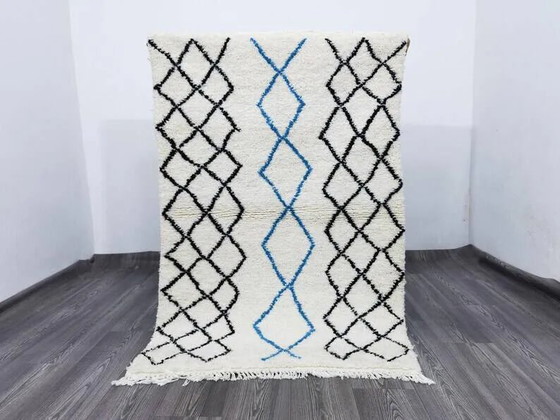 Alfombra bereber blanca con decoración, 250cm x 150cm – Wool, Bohemian (photo 9 of 9)