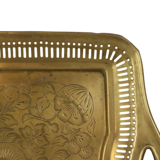 Vassoio vintage orientale in ottone con decorazioni floreali, 50 cm – Oggetti decorativi, Brass (photo 11 of 17)