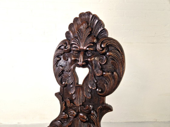 Image 1 of Antique Gothic hall chair Bobbin Legs