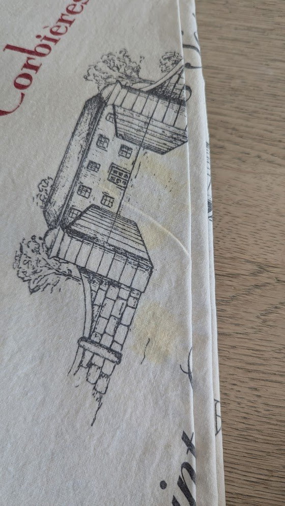 Image 1 of Set of Table Linen With Wine Houses On It For Wine Tasting