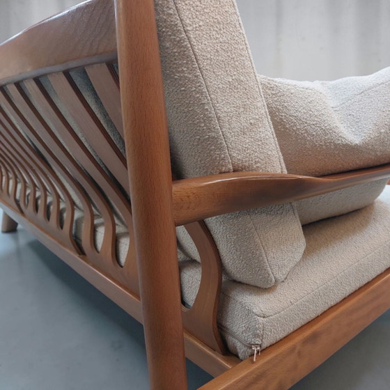 Scandinavian style Seating area reupholstered in ecru beige bouclé – Textile, Wood (photo 6 of 10)