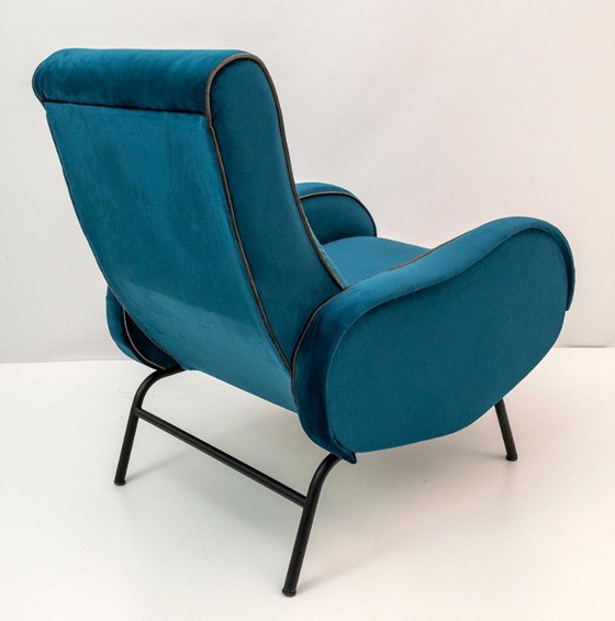 Image 1 of Sillón reclinable italiano de terciopelo de mediados de siglo de Marco Zanuso, década de 1950