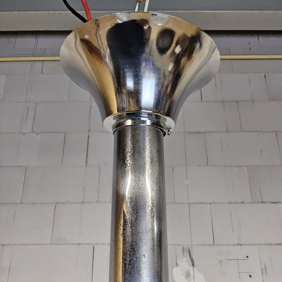 Image 1 of Vintage Space Age Chroom en Murano Glas Italiaanse design Hanglamp (bol glazen) glass pendant lamp