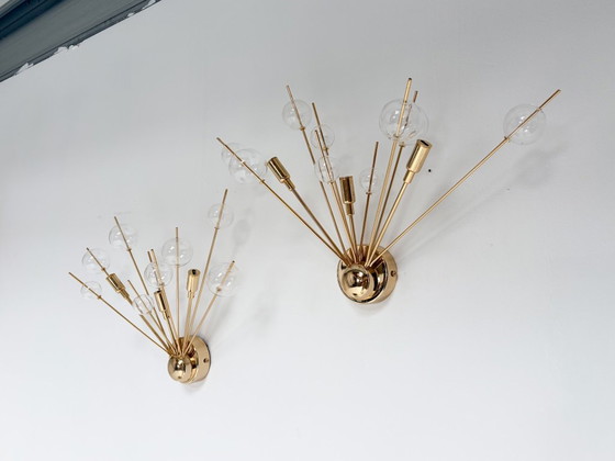 Set of 2 Italian Wall lights with glass spheres, 1970s – Metal (photo 2 of 15)