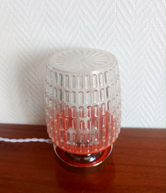 Image 1 of Space Age Orange and Chrome Table Lamp 1970