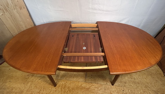 Image 1 of Mid-Century Retro Vintage Teak Oval Extending Dining Table by McIntosh – 1960s 