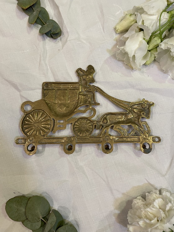 Image 1 of brass horse wall-mounted key holder