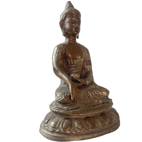 Bouddha birman ancien en bronze doré au feu – XVIIIe/XIXe siècle – Patine de qualité musée – Sculptures (photo 2 of 9)