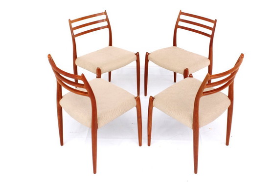 Image 1 of als nieuw, Set van 4 Niels O. Møller by J.L. Møllers, Model 78 Vintage Teak Deense Eetkamerstoelen, nieuwe bekleding, RP. 5160,-