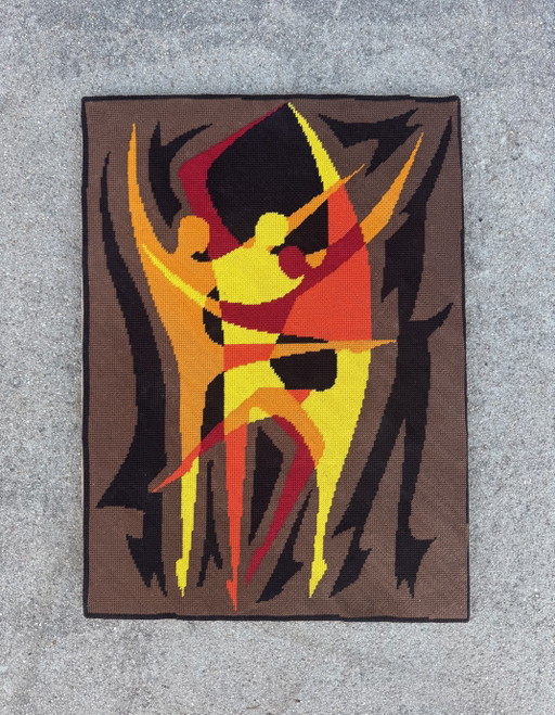 Tapiz de arte pop, bailarinas, década de 1970