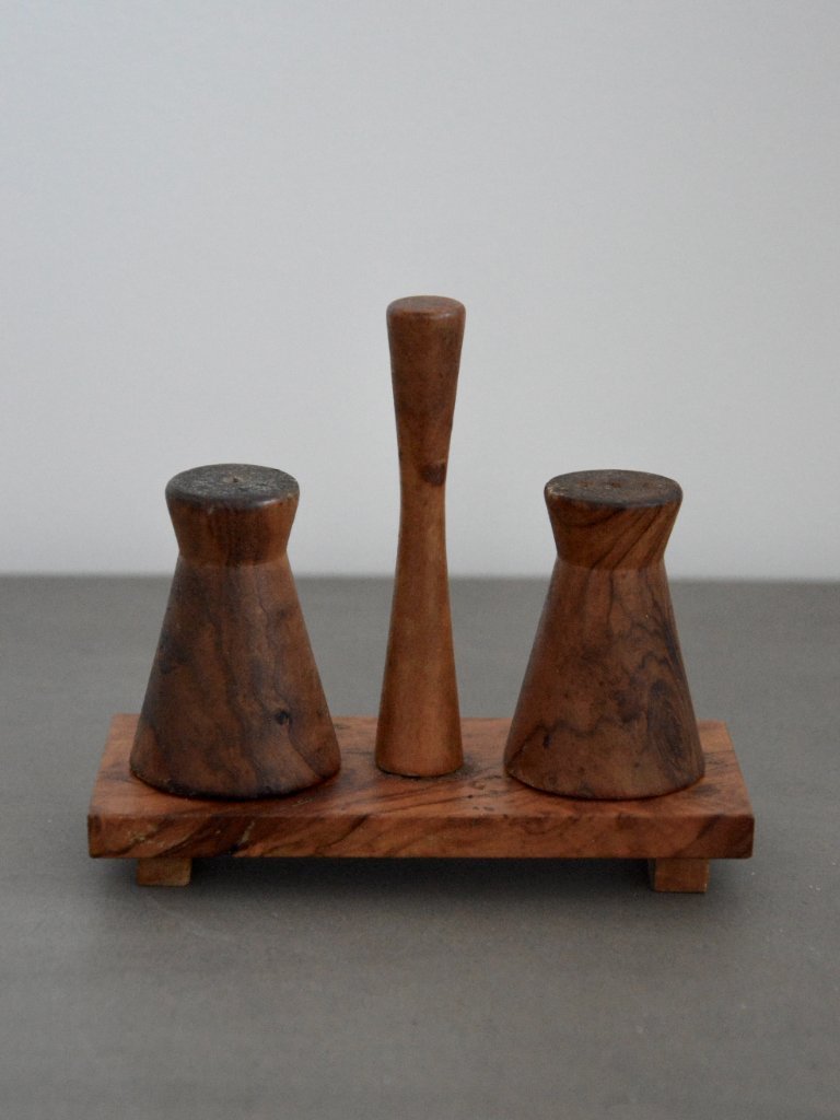 Vintage Wooden Salt and Pepper Shaker, Scandinavian/Brutalist/Mid
