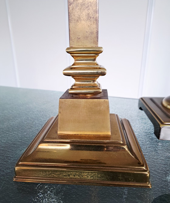 Image 1 of Lampada da tavolo a colonna in ottone