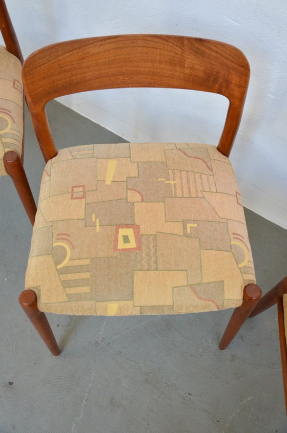 Image 1 of 4x Stoel Model 75 Niels Møller Teak Deense Midcentury Niels Möller